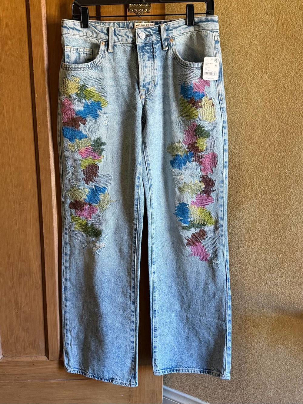 We the free by free people NWT size 27 denim jean colored embroidery
